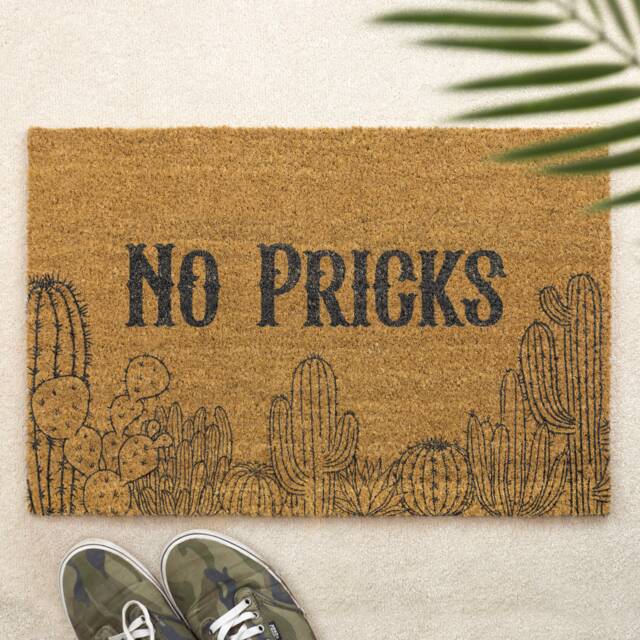 No Pricks Cactus Brush Door Mat Front Custom Printed First Home Family Gift Couples - image 1