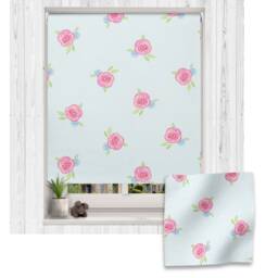 Roses On Blue Roller Blind, Children's Made To Measure, Flower Blind - thumbnail 1
