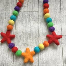 Rainbow Felt Ball Curtain Tie Back Bright Star Decor - thumbnail 4