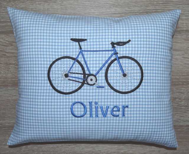 Bicycle Cushion, Children's Racing Bike Bicycle Birthday Small Cuddly Personalized Cushion With Filling - image 1