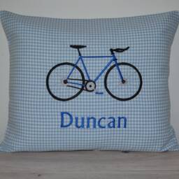 Bicycle Cushion, Children's Racing Bike Bicycle Birthday Small Cuddly Personalized Cushion With Filling - thumbnail 4