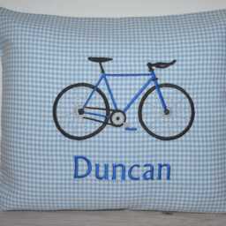 Bicycle Cushion, Children's Racing Bike Bicycle Birthday Small Cuddly Personalized Cushion With Filling - thumbnail 2