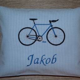 Bicycle Cushion, Children's Racing Bike Bicycle Birthday Small Cuddly Personalized Cushion With Filling - thumbnail 3