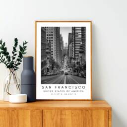 San Francisco Skyline Print Black & White Cityscape Wall Art - thumbnail 3