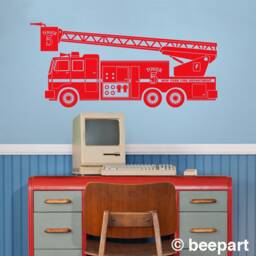 Custom Fire Truck Wall Decal For Bedroom Sticker Kid's Room Decor Personalized Vinyl Boy's - thumbnail 1