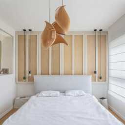 Wood Lighting Chandelier For Stairwell Or Foyer Unique Spring Style Decor - Staircase Pendant Lamp, Mirror Style, Two Wing - thumbnail 3