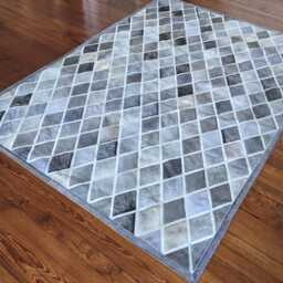 Patchwork Cowhide Rug, Gray Harlequin Pattern - Handmade, Custom Size - thumbnail 3