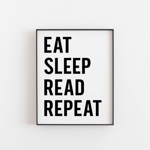 Eat Sleep Read Repeat Print - Book Lover's Literary Art Home Library Decor Reading Nook Wall Bibliophile Gift Bookworm Gifts - image 1