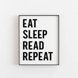 Eat Sleep Read Repeat Print - Book Lover's Literary Art Home Library Decor Reading Nook Wall Bibliophile Gift Bookworm Gifts - thumbnail 1