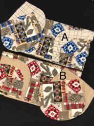 Woodland Hemstitch Receiving Baby Blanket & 2 Burp Cloths, Lodge, Deer, Acorn, Geometric, Trees, Red Blue Tan, Crochet Flannel, Top Quality