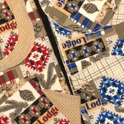 Woodland Hemstitch Receiving Baby Blanket & 2 Burp Cloths, Lodge, Deer, Acorn, Geometric, Trees, Red Blue Tan, Crochet Flannel, Top Quality - thumbnail 3