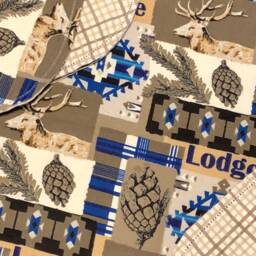 Woodland Hemstitch Receiving Baby Blanket & 2 Burp Cloths, Lodge, Deer, Acorn, Geometric, Trees, Red Blue Tan, Crochet Flannel, Top Quality - thumbnail 4