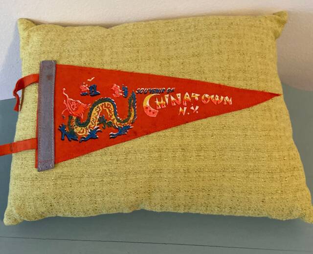 Vintage Chinatown New York Vacation Pennant Pillow - image 1