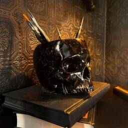 Skull Pen Pot - Make Up Brush Holder Decor By The Blackened Teeth
