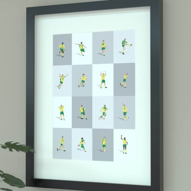 Norwich City Legends Illustrated Art Print - Canaries Poster Gift - image 1