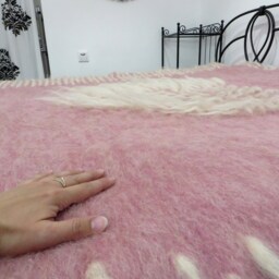 Handwoven Wool Rug Pink Heart Print, Boho Bohemian Rug - thumbnail 2