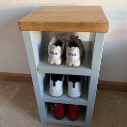 Handmade Rustic Wood Shoe Bench Painted Hallway Storage - thumbnail 3