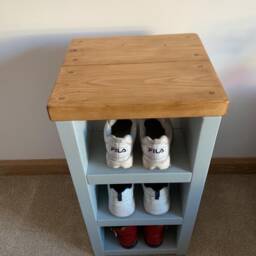 Handmade Rustic Wood Shoe Bench Painted Hallway Storage - thumbnail 2