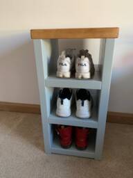 Handmade Rustic Wood Shoe Bench Painted Hallway Storage - thumbnail 1
