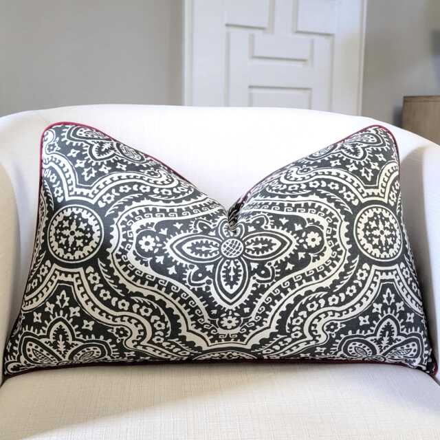 Holiday Pillow Cover Set - Toss Set, Throw Cover, 12x20 With Red Trim Detail - image 1