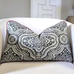 Holiday Pillow Cover Set - Toss Set, Throw Cover, 12x20 With Red Trim Detail - thumbnail 1