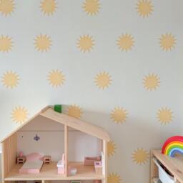 Sun Wall Stickers, Nursery Decals, Set Of 20 Small Suns, Removable Fabric Playroom Decor - thumbnail 1
