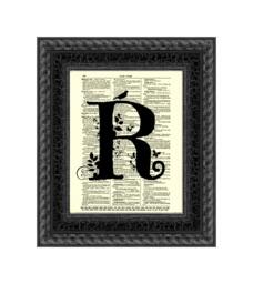 Letter R Modern Monogram Printed On A Dictionary Page From 1897, Art Print, Wall Decor, Office Nursery Decor - thumbnail 1