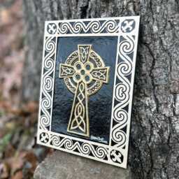 Celtic High Cross - Hand Painted Cast Paper Blessing Irish Scottish Art Gift Aesthetic Wall Decor - thumbnail 3