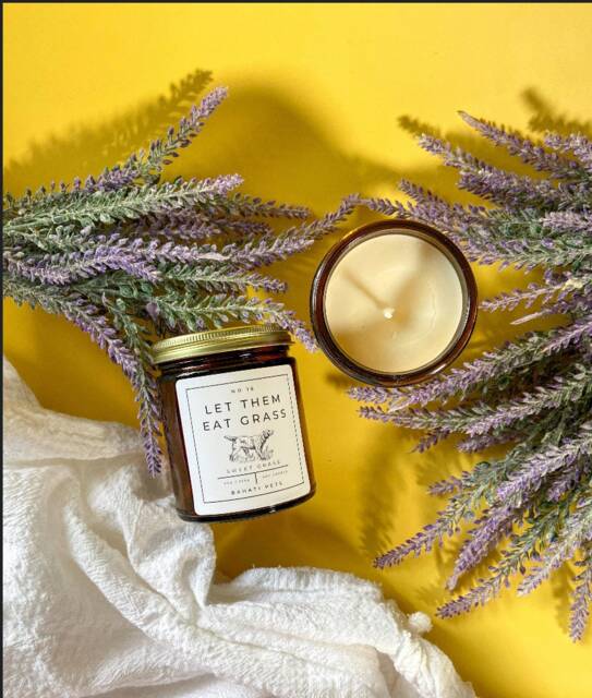 Let Them Eat Grass Sweet Grass Soy Odor Eliminating Candle & Air Purifier
