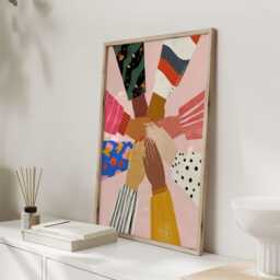 Diversity Art Print, Unity & Equality Poster, Colourful Hands Illustration, Modern Wall For Home Or Office - thumbnail 3