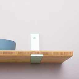 Bathroom Wall Shelf, Hanging Bookcase, Kitchen Shelves, Light Pastel Green Bracket, Solid Bamboo - thumbnail 2
