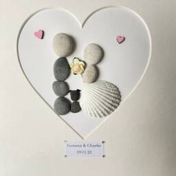 Wedding Picture With Dog Personalised Pebble Art Frame For Newly Weds Congratulations Gift Couple Pet Family UK - thumbnail 3