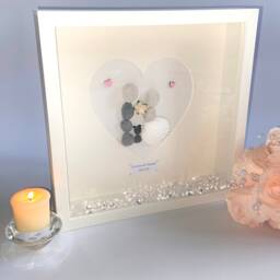 Wedding Picture With Dog Personalised Pebble Art Frame For Newly Weds Congratulations Gift Couple Pet Family UK - thumbnail 2