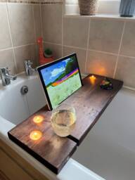 Kentmere Bath Board - Caddy Bathtray Rustic Home Bathroom Decor Luxury Bespoke Tea Lights Ideas Ipad Bathroom, Shelve - thumbnail 1
