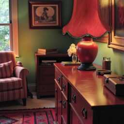 Traditional Burgundy Red Fabric Lampshade Handmade For Table & Floor Standard Lamp Bases, Wall Light Fixtures, Ceiling Fittings - thumbnail 2