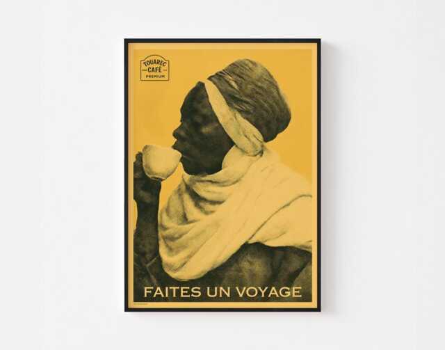 Coffee Poster Print - Vintage Touareg Sahara Africa Caf?? Mid Century Modern Bohemian Advertisement Travel 20-40% Off + Free Shipping - image 1