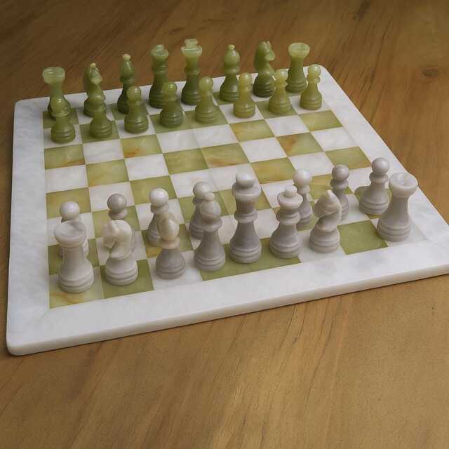 Handmade Marble & Banned Onyx Chess Set - Large Luxury Stone Collector's Gift - image 1