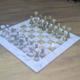 Handmade Marble & Banned Onyx Chess Set - Large Luxury Stone Collector's Gift - thumbnail 4