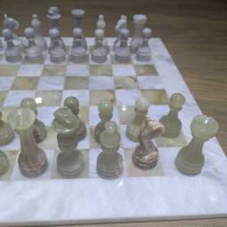 Handmade Marble & Banned Onyx Chess Set - Large Luxury Stone Collector's Gift - thumbnail 3