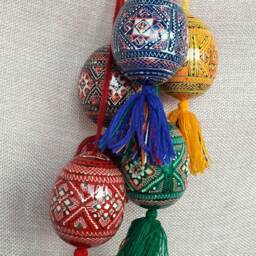 Set Of 5 Ukrainian Painted Wooden Easter Eggs For Tree Pysanka Pysanky With A Rope Gift Ornaments 2, 25 - thumbnail 4