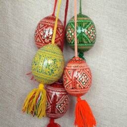 Set Of 5 Ukrainian Painted Wooden Easter Eggs For Tree Pysanka Pysanky With A Rope Gift Ornaments 2, 25 - thumbnail 2