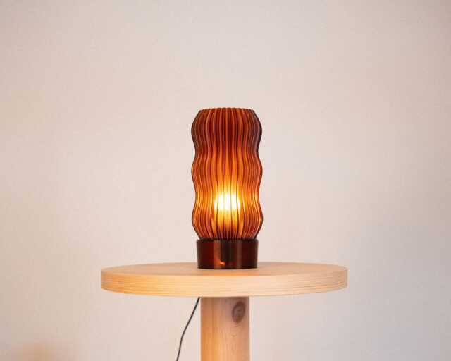 Wavy X Amber Japandi Table Lamp Warm Orange Glow Handmade From Recycled Petg Led Only - image 1