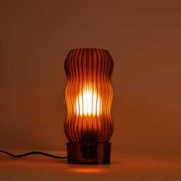 Wavy X Amber Japandi Table Lamp Warm Orange Glow Handmade From Recycled Petg Led Only - thumbnail 4