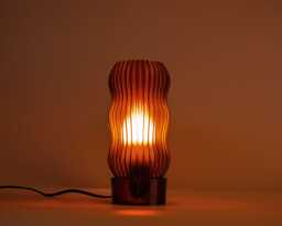 Wavy X Amber Japandi Table Lamp Warm Orange Glow Handmade From Recycled Petg Led Only