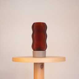Wavy X Amber Japandi Table Lamp Warm Orange Glow Handmade From Recycled Petg Led Only - thumbnail 4
