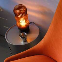 Wavy X Amber Japandi Table Lamp Warm Orange Glow Handmade From Recycled Petg Led Only - thumbnail 3