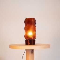 Wavy X Amber Japandi Table Lamp Warm Orange Glow Handmade From Recycled Petg Led Only - thumbnail 4