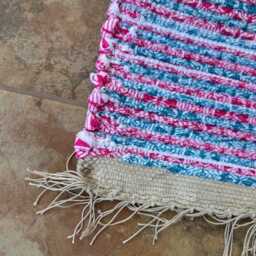 "Fushsia Rug, Dark Teal Pink 37"" L X 23" - thumbnail 2