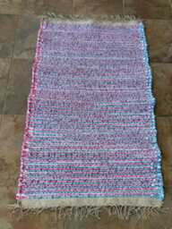 "Fushsia Rug, Dark Teal Pink 37"" L X 23" - thumbnail 1