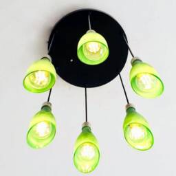 Frosted Wine Bottle Lights Chandelier - Light Fixture Made From 6 Bottles For Home & Bar Lighting - thumbnail 3